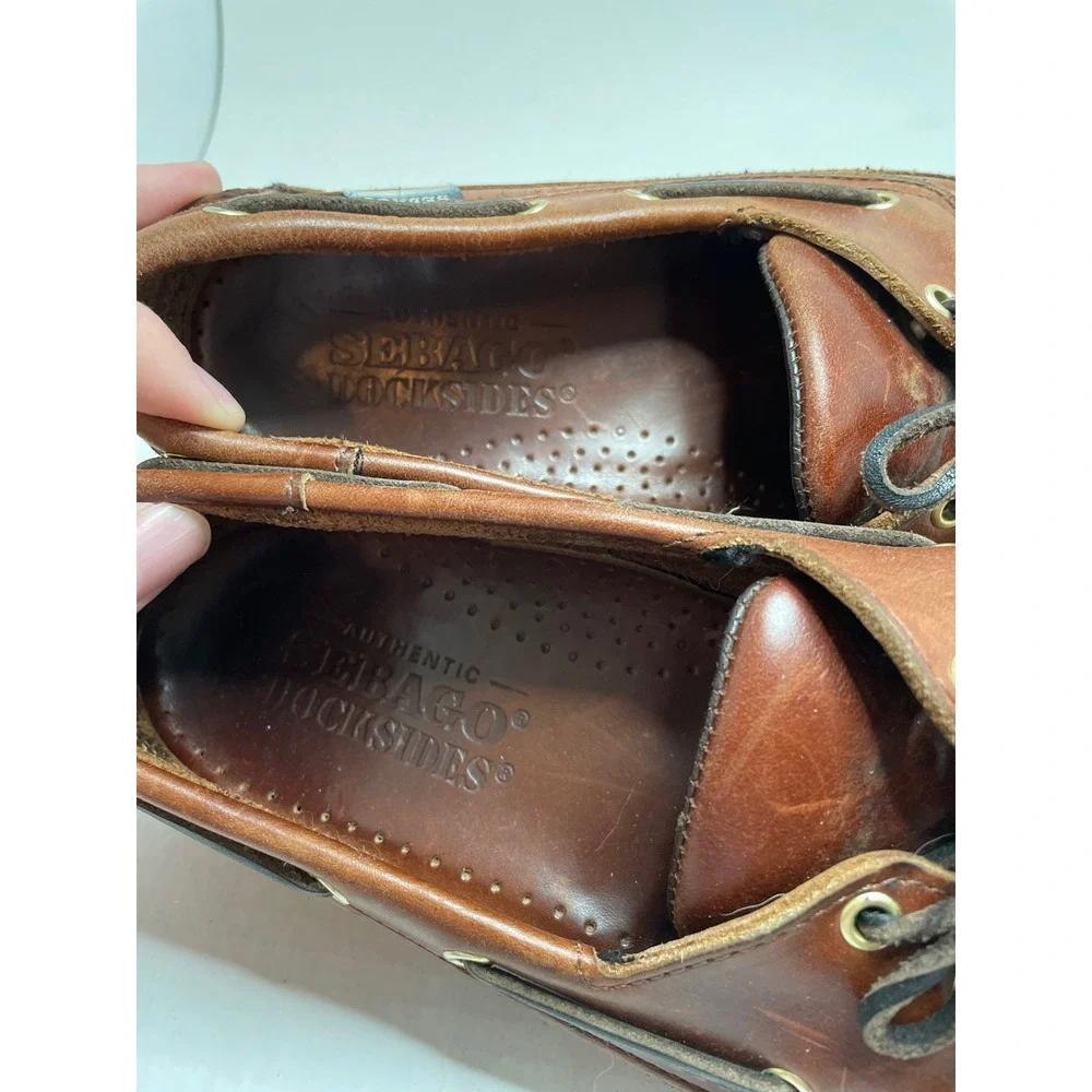 Sebago Mens Boat Shoes 8.5 Brown Docksides Leather Classic Loafers
